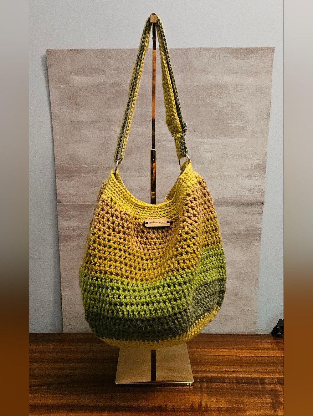 Handmade Ombre Yellow & Green Crochet Shoulder Bag